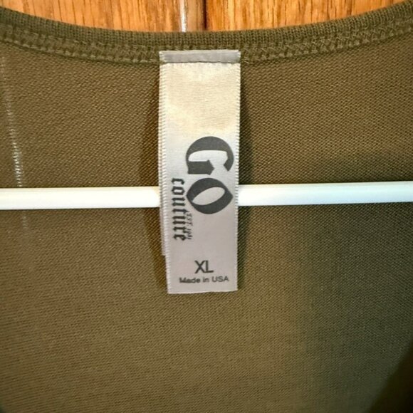 GO Couture XL Nordstrom‎ Rack Olive Camo Long Sleeve Tunic Top Stretch Women's - Picture 3 of 9